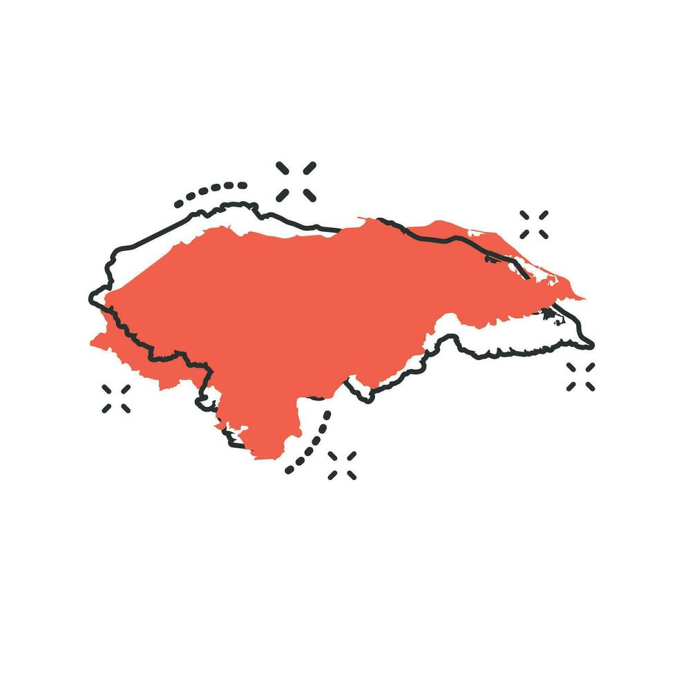 vector tekenfilm Honduras kaart icoon in grappig stijl. Honduras teken illustratie pictogram. cartografie kaart bedrijf plons effect concept.