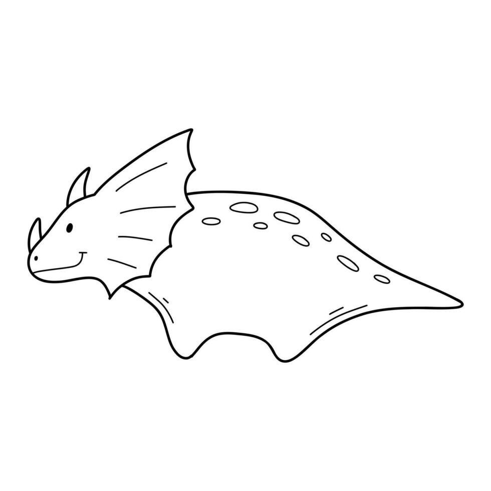 schattig dinosaurus in tekening stijl. lineair baby dino geïsoleerd Aan wit achtergrond. vector illustratie.