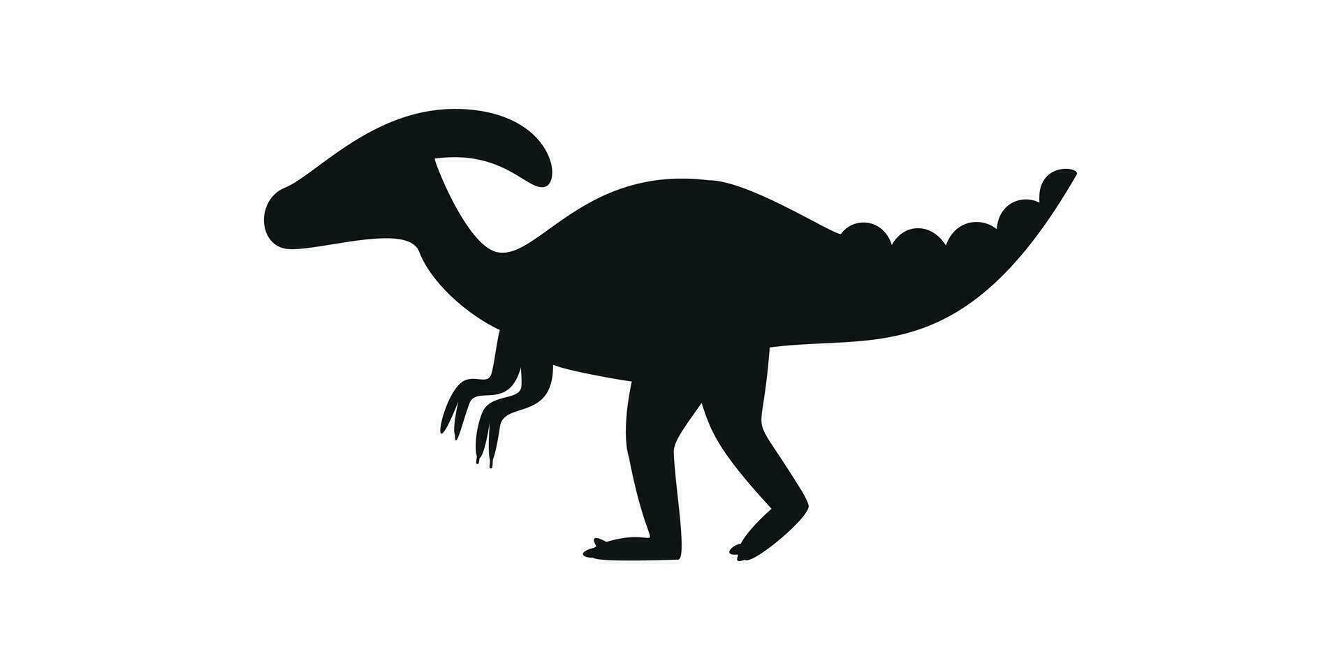 vlak vector silhouet illustratie van parasaurolophus dinosaurus