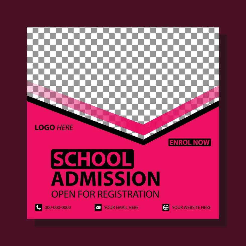 school- toelating sociaal media post banier ontwerp school- toelating banier sjabloon ontwerp modern en minimaal ontwerp vector