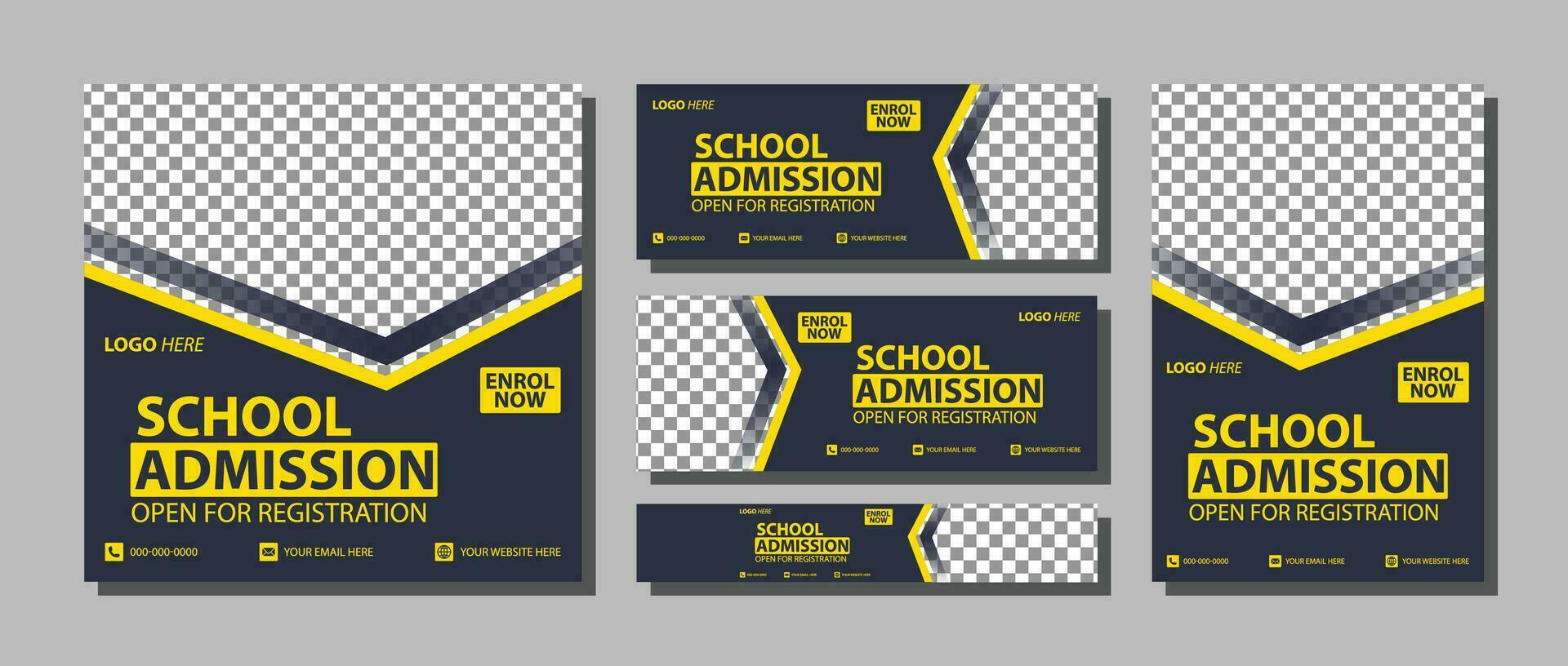 school- toelating sociaal media post banier ontwerp school- toelating banier sjabloon ontwerp modern en minimaal ontwerp vector