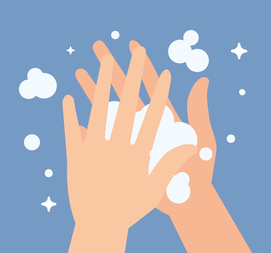 handen wassen met zeep, pandemie van coronavirus, zelfbescherming tegen covid 19, handen wassen voorkomen 2019 ncov vector