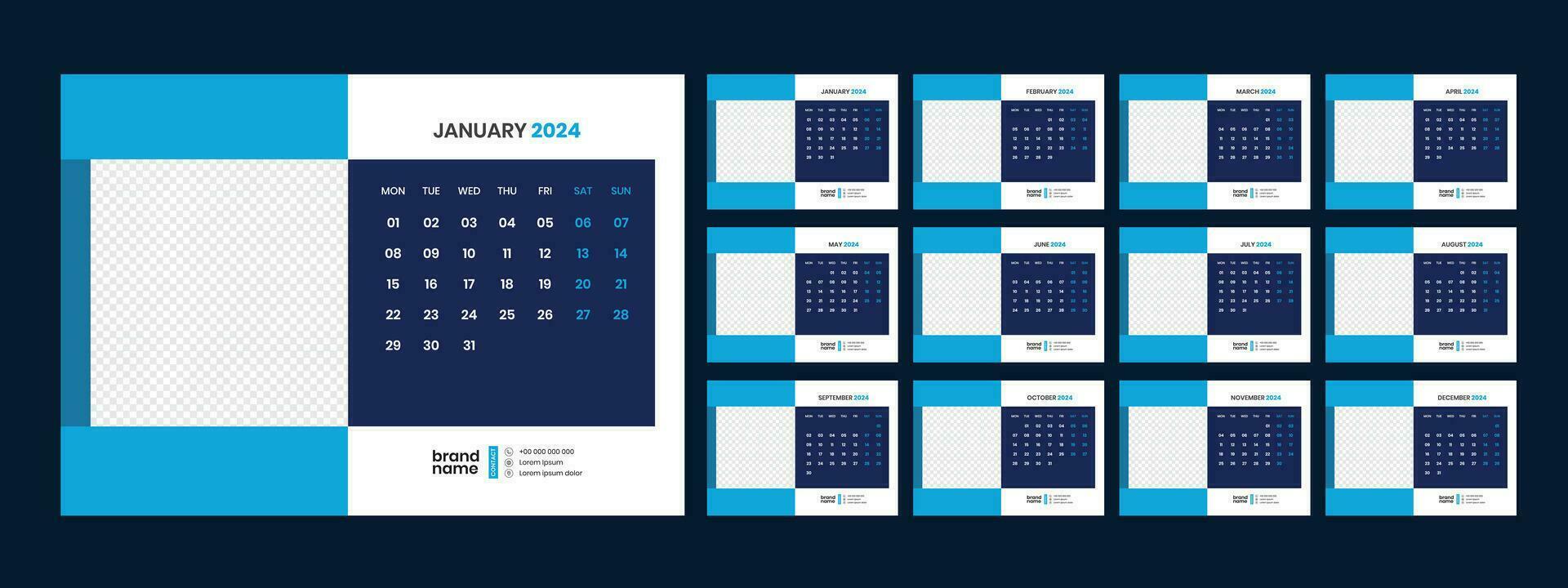 bureau kalender sjabloon 2024 vector