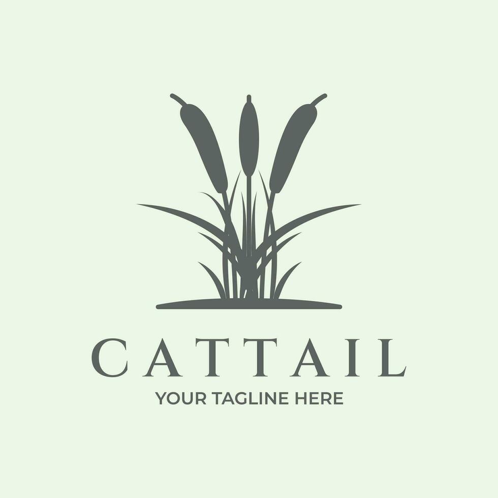 cattail logo wijnoogst minimalistische illustratie icoon natuur vector