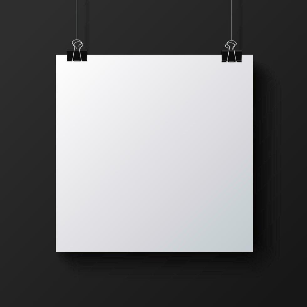 wit blanco plein papier poster Aan de licht grijs achtergrond, vector mockup illustratie