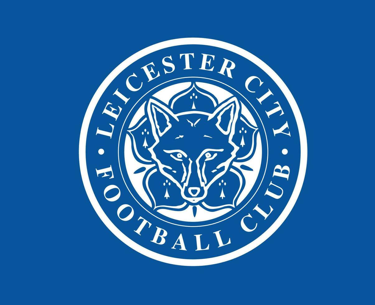 Leicester stad club logo wit symbool premier liga Amerikaans voetbal abstract ontwerp vector illustratie met blauw achtergrond