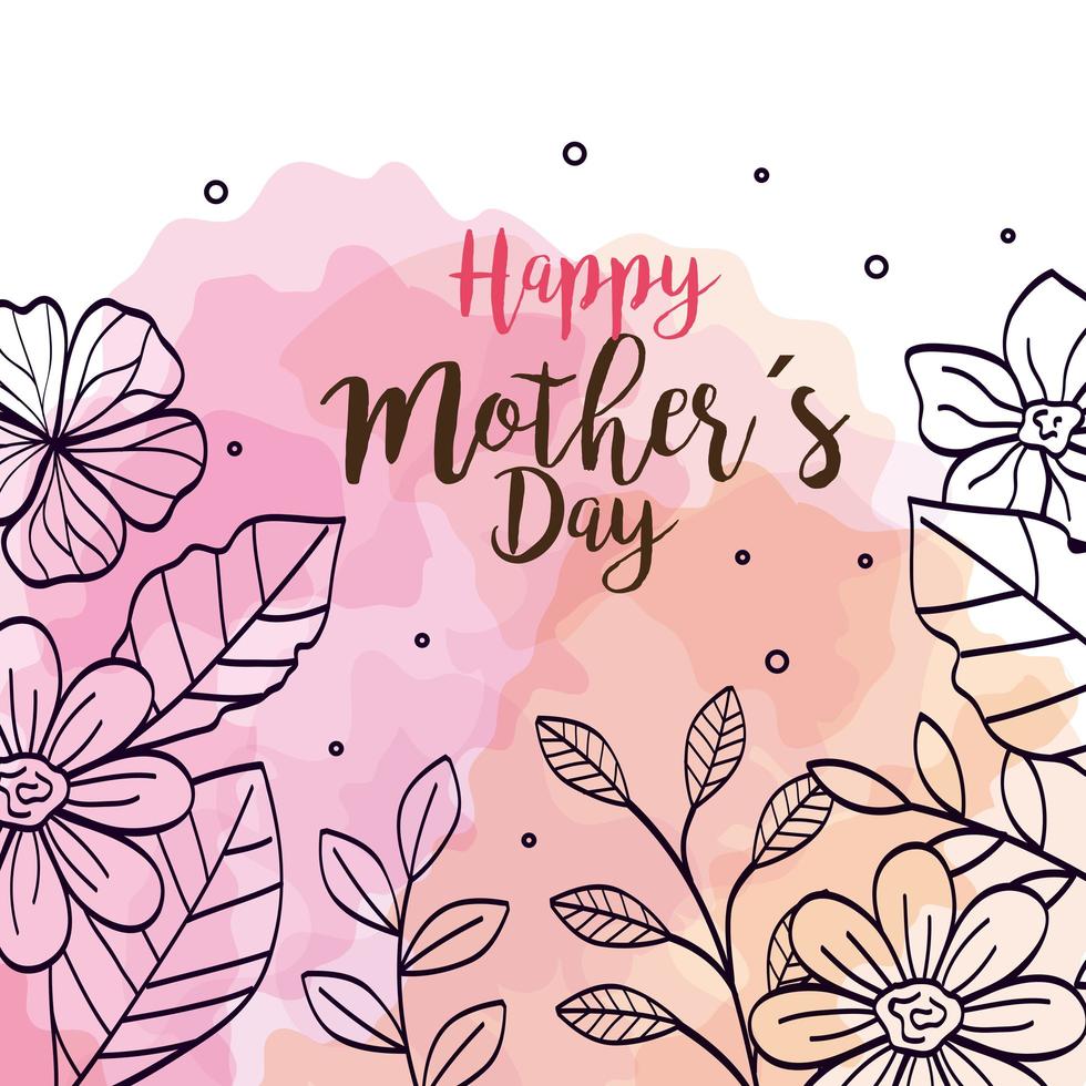 gelukkige moederdagkaart met versiering van bloemen vector