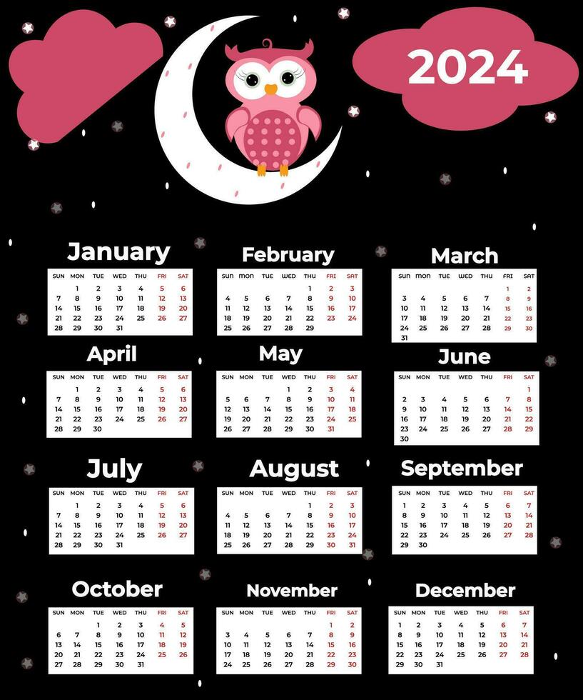 creatief modern kalender sjabloon ontwerp 2024 vector