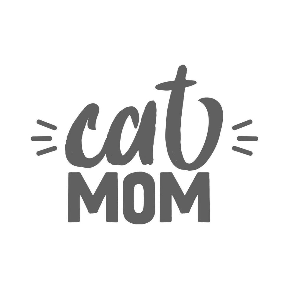 kat mama. belettering tekst ontwerp voor kat geliefden met kat oren en bakkebaarden. vector