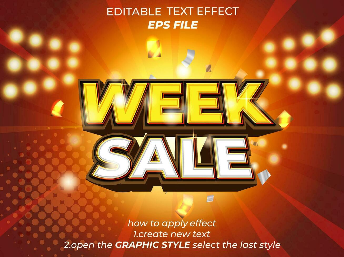 week uitverkoop tekst effect typografie, 3d tekst. vector sjabloon