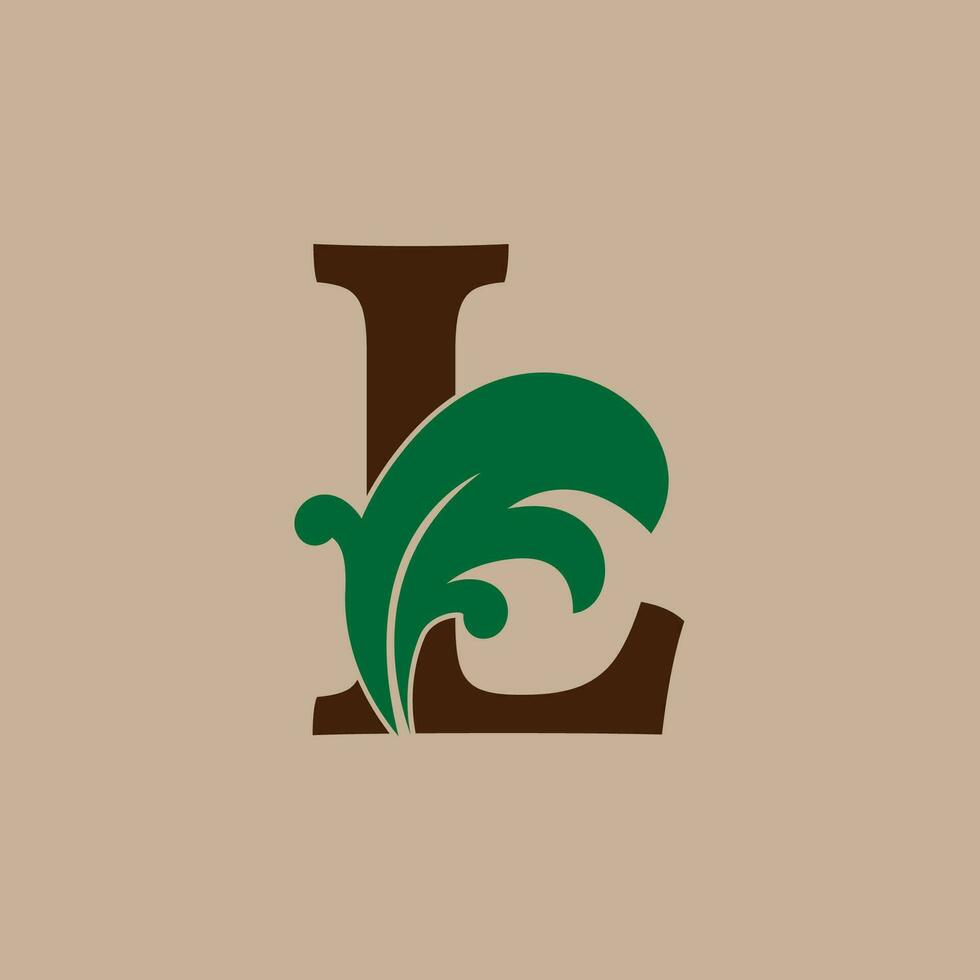 brief l plein kaders bloemen eerste vector logo ontwerp voor mode en luxe levensstijl merk