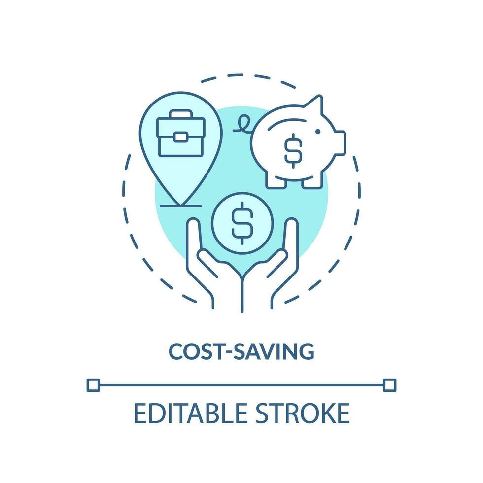 kosten besparing turkoois concept icoon. leven uitgaven. begroting vriendelijk. persoonlijk financiën. freelance werk. lager prijs abstract idee dun lijn illustratie. geïsoleerd schets tekening. bewerkbare beroerte vector