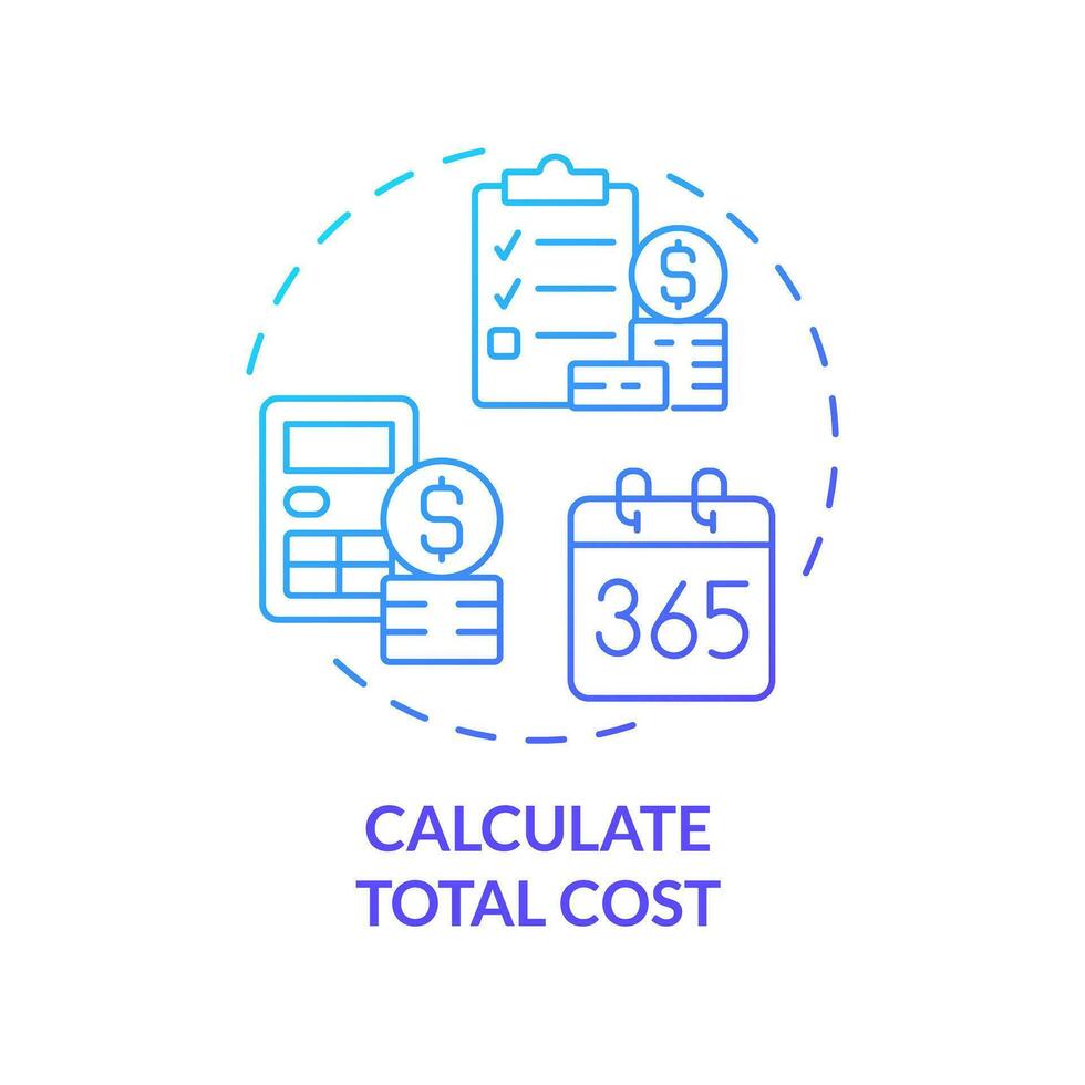 berekenen totaal kosten blauw helling concept icoon. financieel planning. besparing geld. financiën analyse. begroting beheer abstract idee dun lijn illustratie. geïsoleerd schets tekening vector