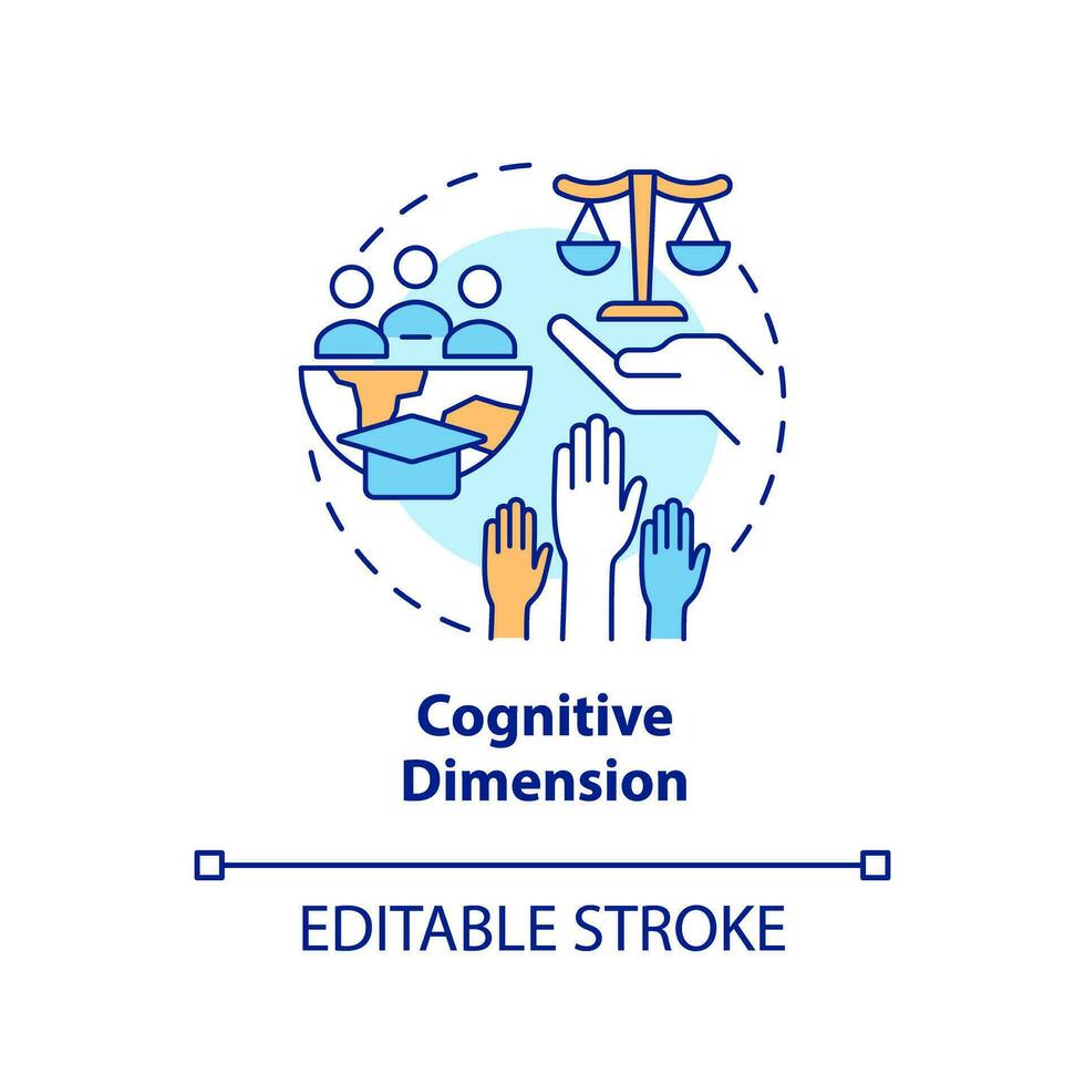 cognitief dimensie concept icoon. begrip menselijk rechten. gcd domein van aan het leren abstract idee dun lijn illustratie. geïsoleerd schets tekening. bewerkbare beroerte vector