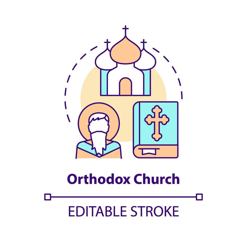 orthodox kerk concept icoon. religieus cultuur tradities. christen bekentenis type abstract idee dun lijn illustratie. geïsoleerd schets tekening. bewerkbare beroerte vector