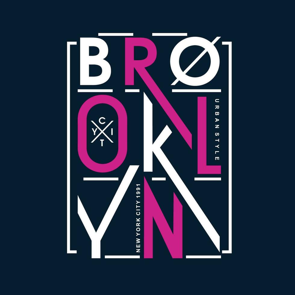 Brooklyn tekst kader leuze grafisch, typografie ontwerp, mode t shirt, vector illustratie