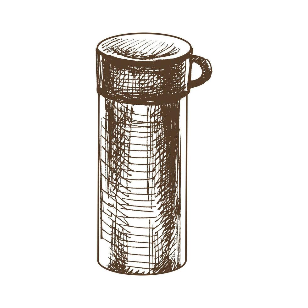 hand- getrokken vector schetsen van thermoskan. tekening wijnoogst illustratie. gegraveerde afbeelding.