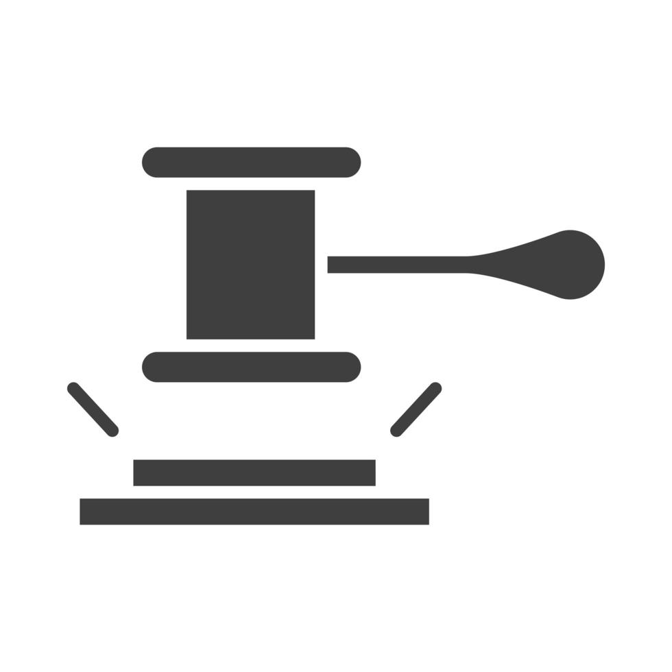 hamer justitie wet mensenrechten dag silhouet pictogram ontwerp vector