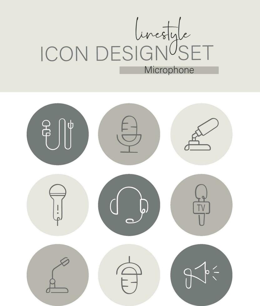 lijnstijl icoon ontwerp reeks microfoon vector