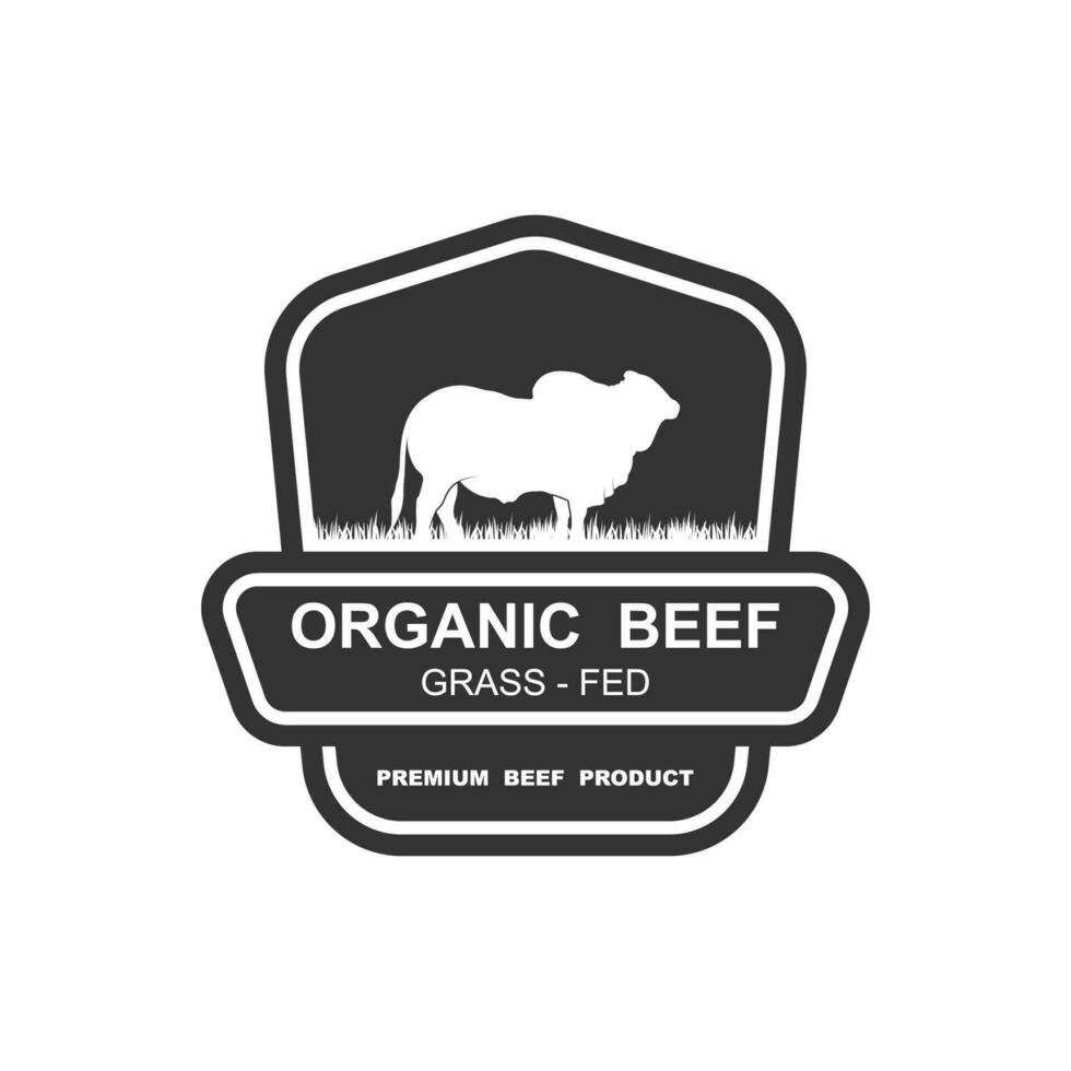 retro vintage boerderij vee angus vee rundvlees embleem label logo ontwerp vector