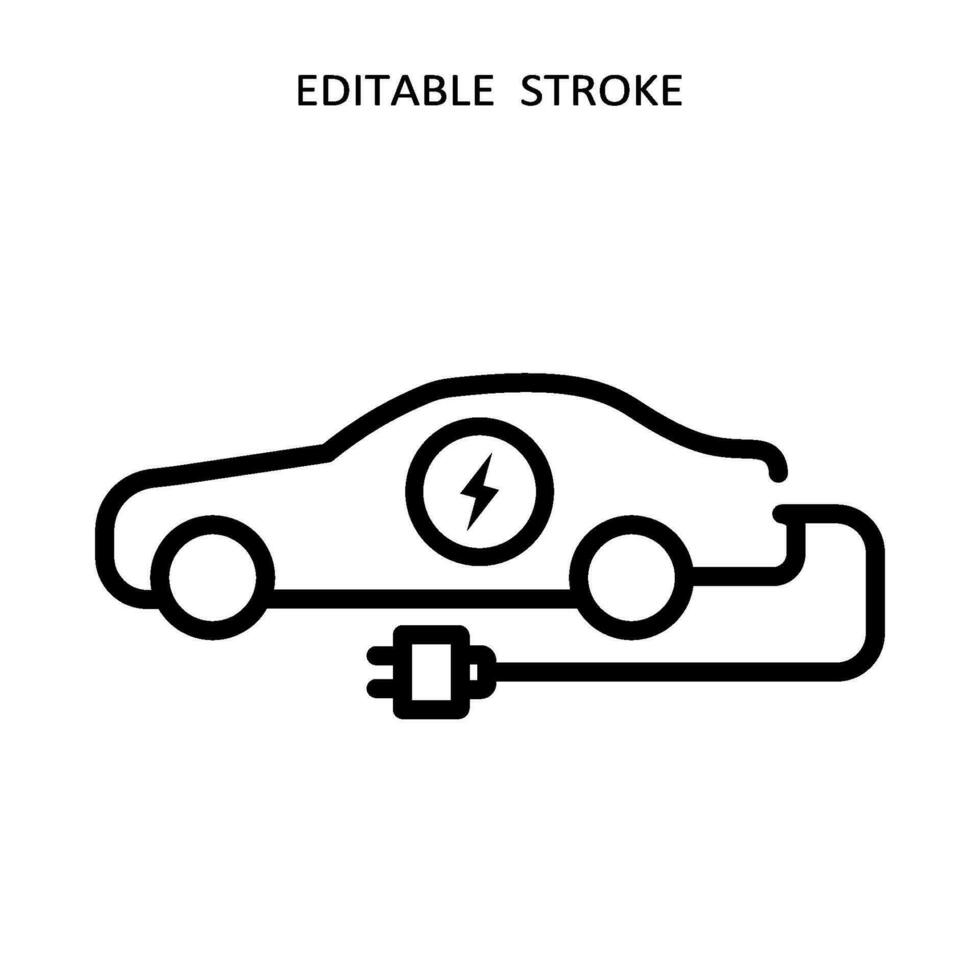 elektrisch auto icoon. hybride voertuig pictogram. lijn elektrisch auto vector