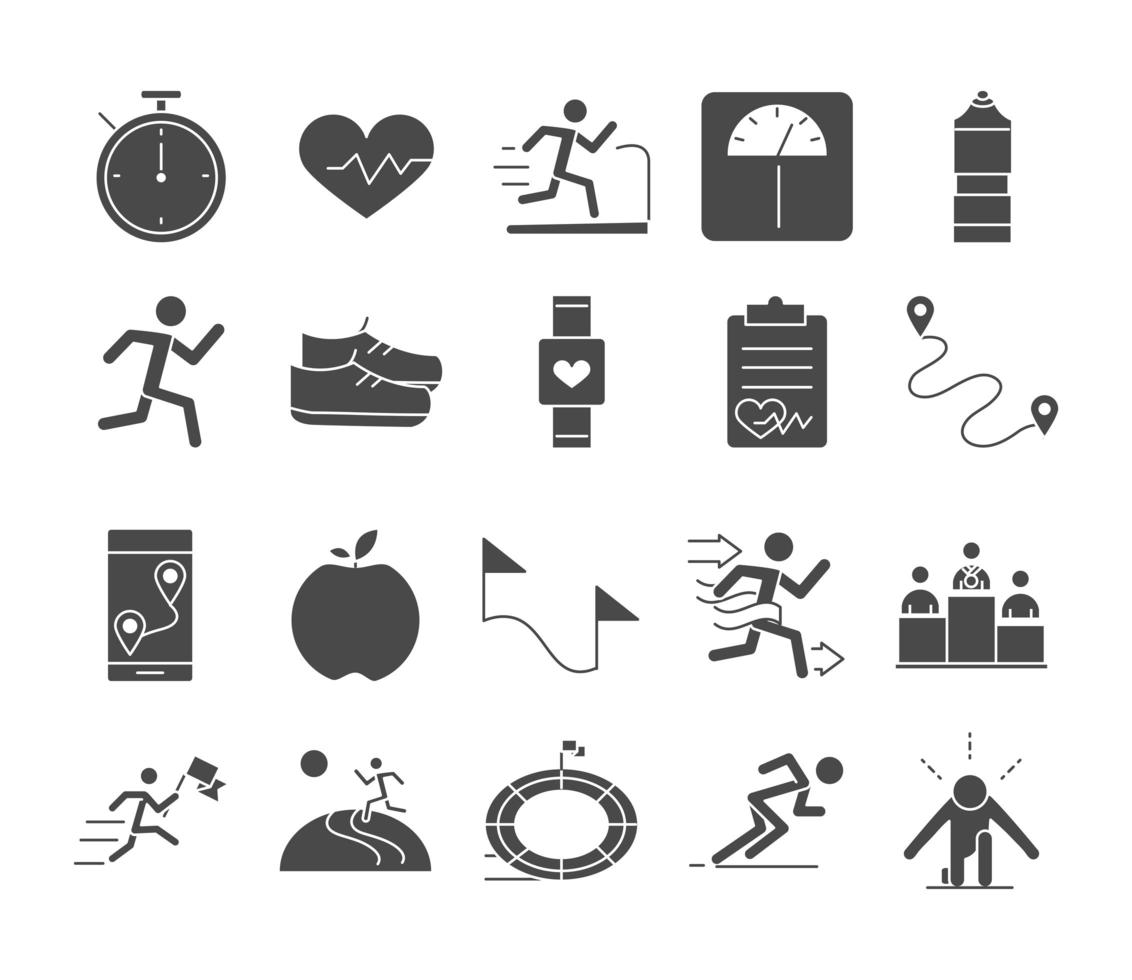 running sport race lijn pictogrammen decorontwerp vector