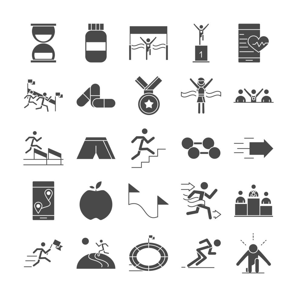 running sport race lijn pictogrammen decorontwerp vector