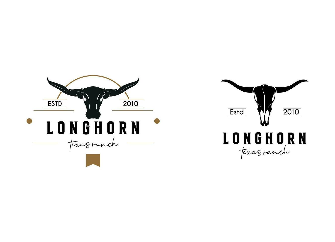 wijnoogst kleding logo met Longhorn schedel vector