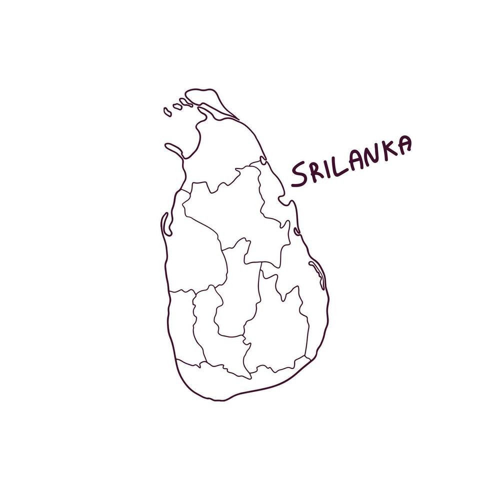 hand- getrokken tekening kaart van Sri Lanka. vector illustratie