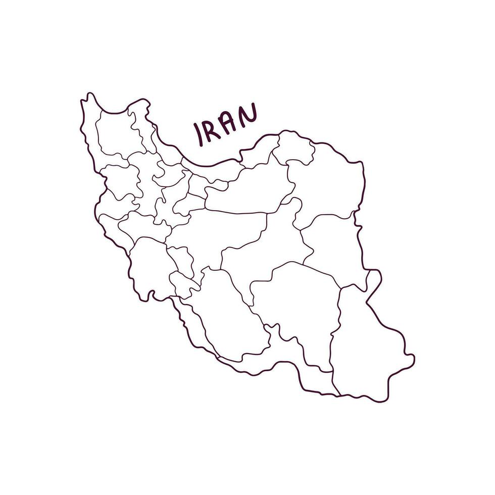 hand- getrokken tekening kaart van iran. vector illustratie