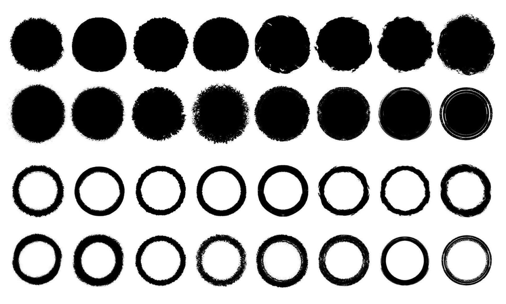 grunge cirkels set, grunge ronde vormen verzameling vector
