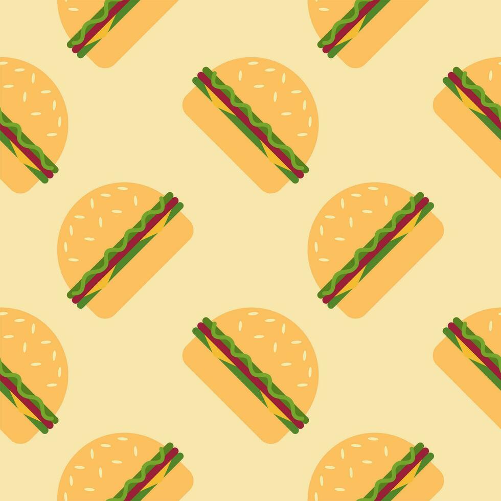 Hamburger naadloos patroon vlak ontwerp vector illustratie