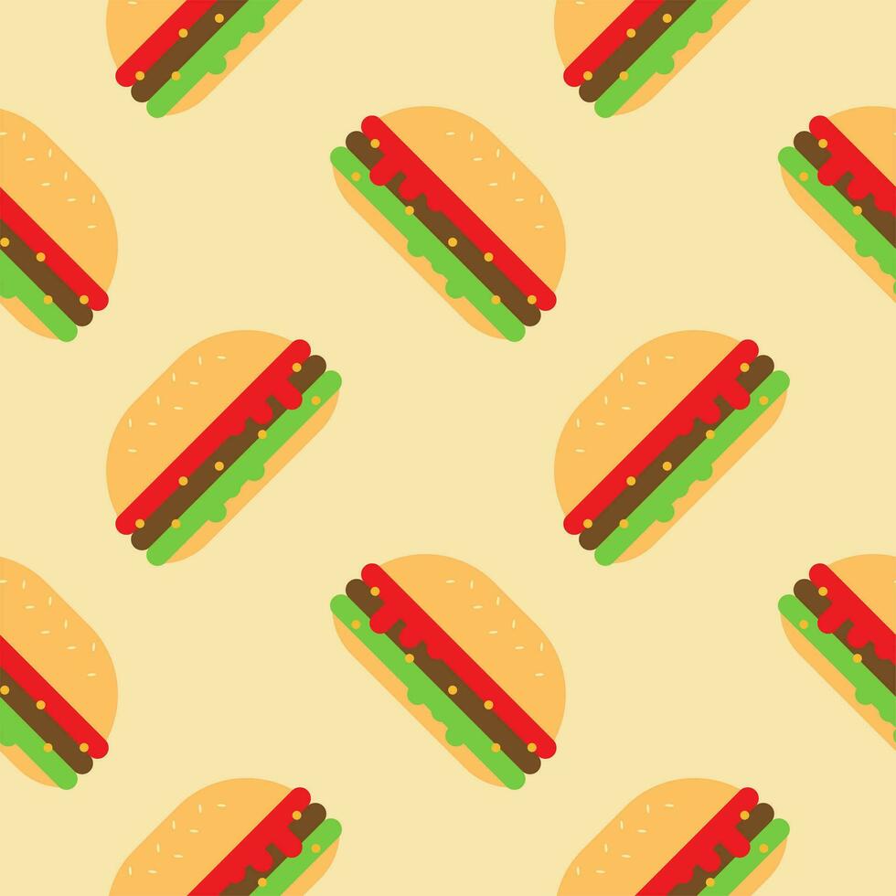 Hamburger naadloos patroon vlak ontwerp vector illustratie