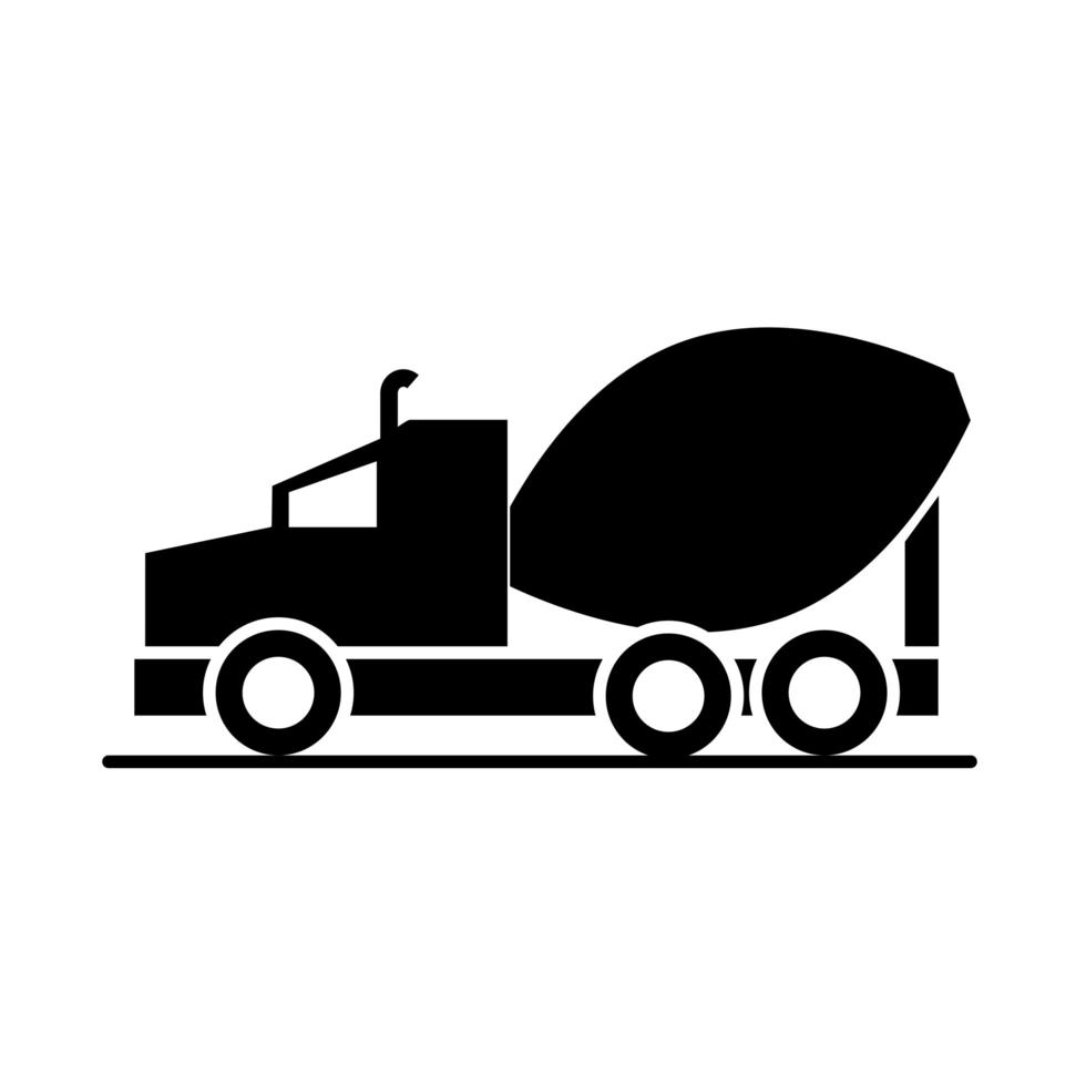 auto betonmixer vrachtwagen model vervoer voertuig silhouet stijl pictogram ontwerp vector