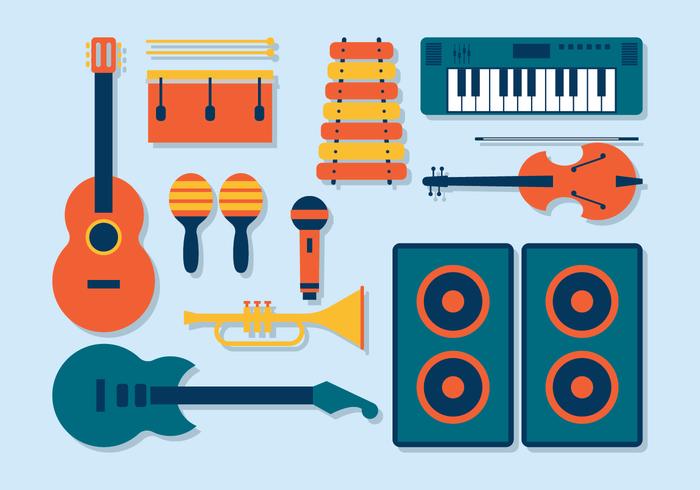 Muziekinstrumenten Knolling Vector