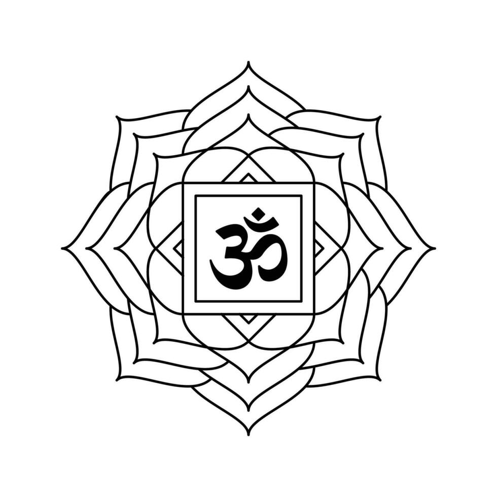 bloem mandala met om Hindoe Indisch symbool vector