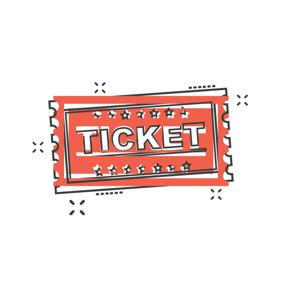 tekenfilm ticket icoon in grappig stijl. toegeven een illustratie pictogram. ticket plons bedrijf concept. vector