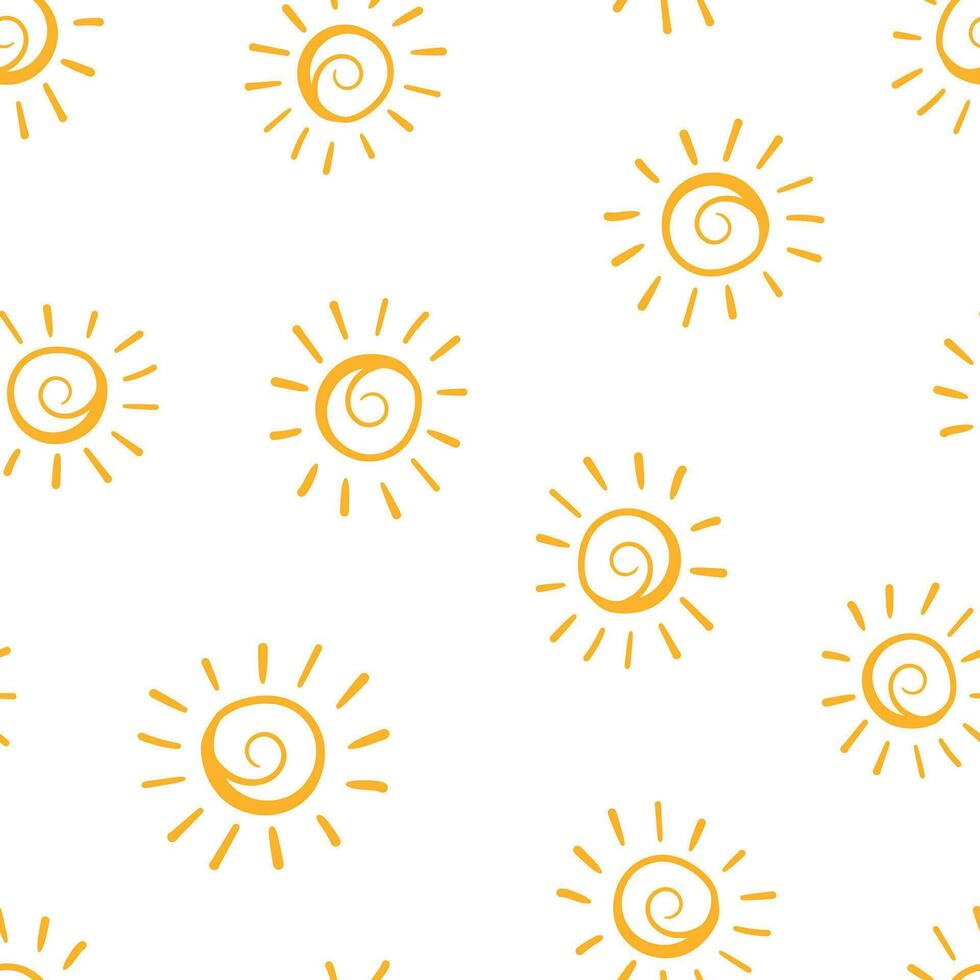 hand- getrokken zon icoon naadloos patroon achtergrond. bedrijf concept vector illustratie. hand getekend zonneschijn symbool patroon.