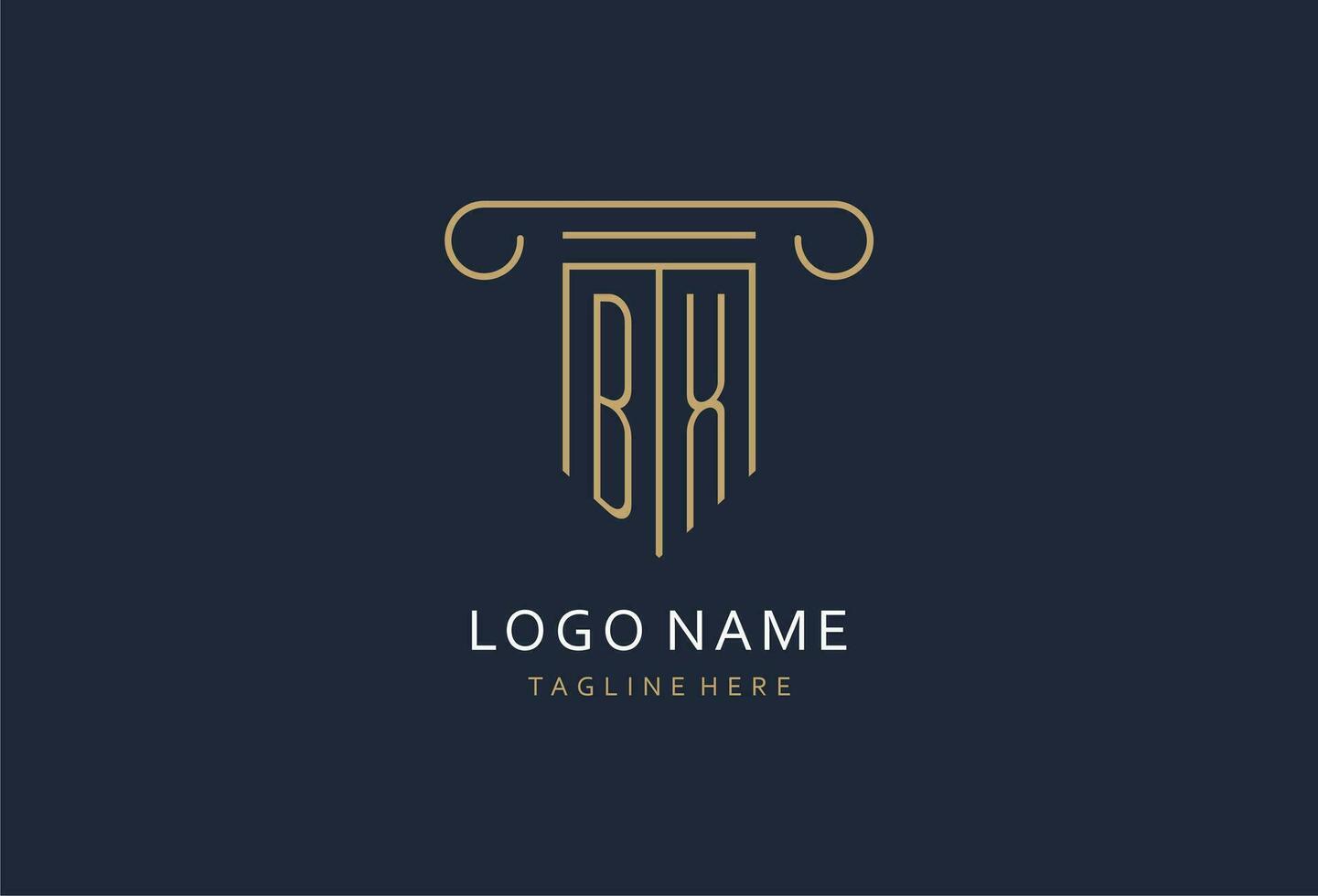 bx eerste met pijler vorm logo ontwerp, creatief monogram logo ontwerp voor wet firma vector