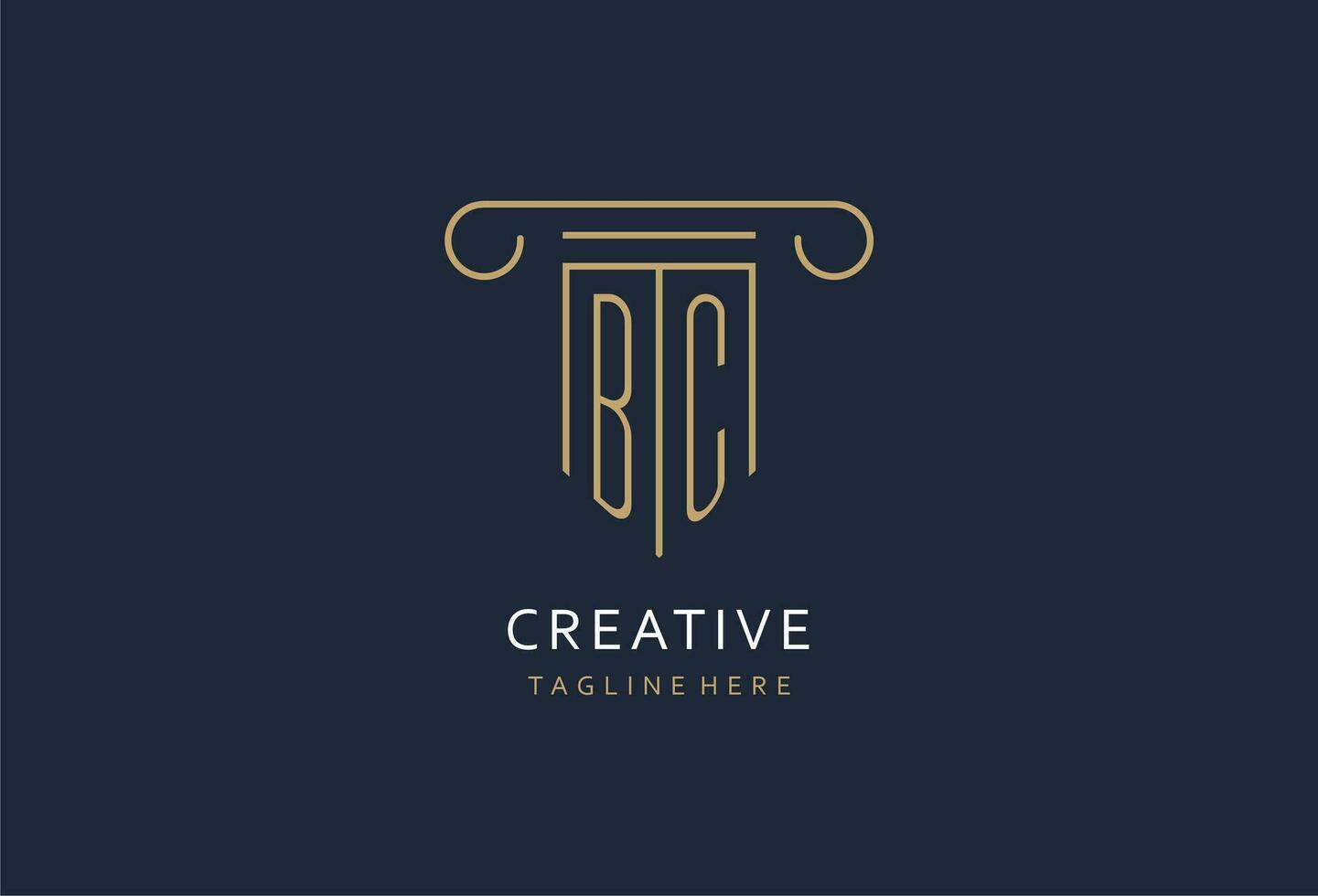 bc eerste met pijler vorm logo ontwerp, creatief monogram logo ontwerp voor wet firma vector