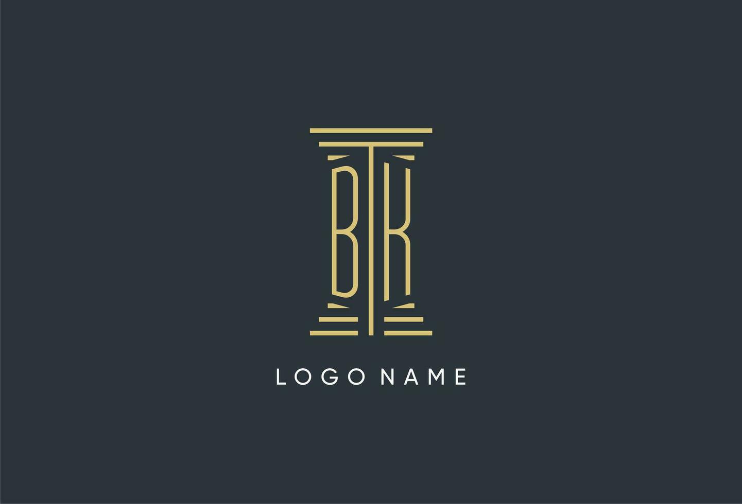 bk eerste monogram met pijler vorm logo ontwerp vector