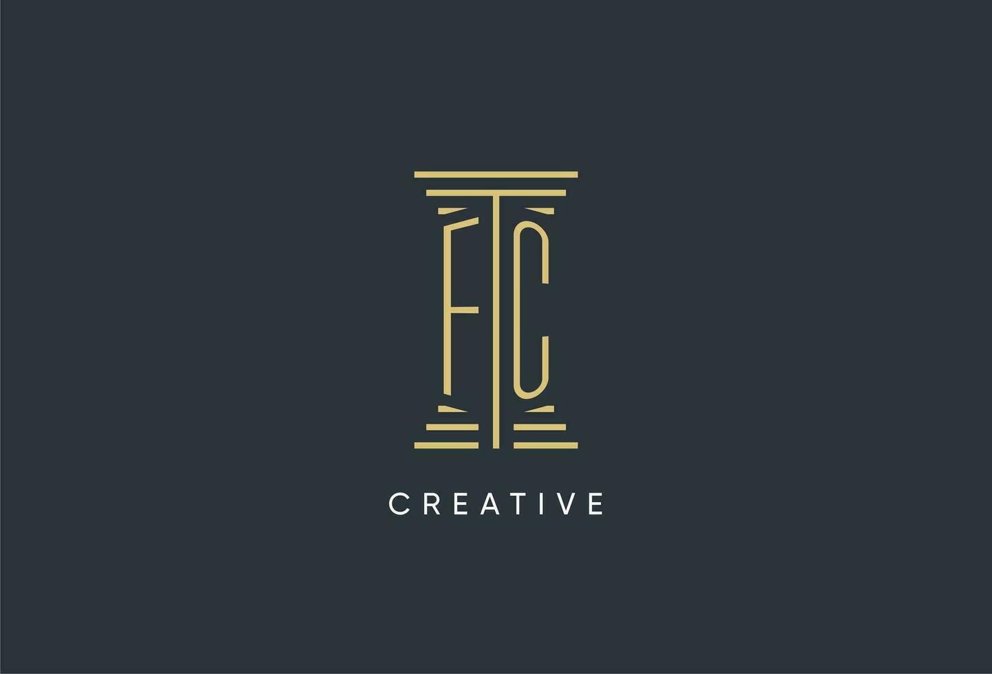 fc eerste monogram met pijler vorm logo ontwerp vector