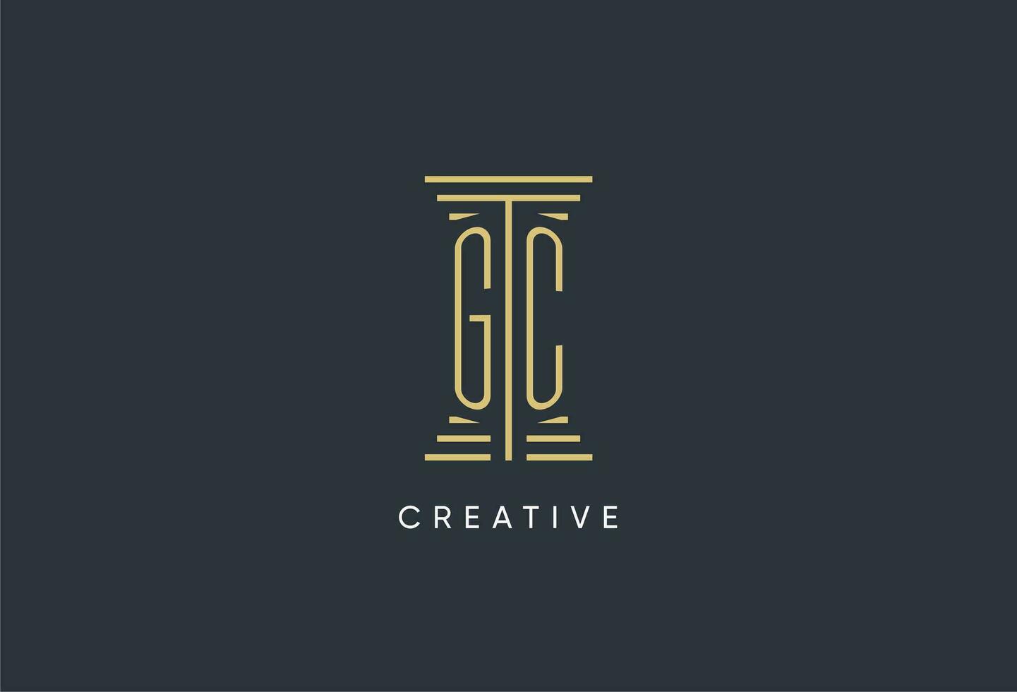 gc eerste monogram met pijler vorm logo ontwerp vector