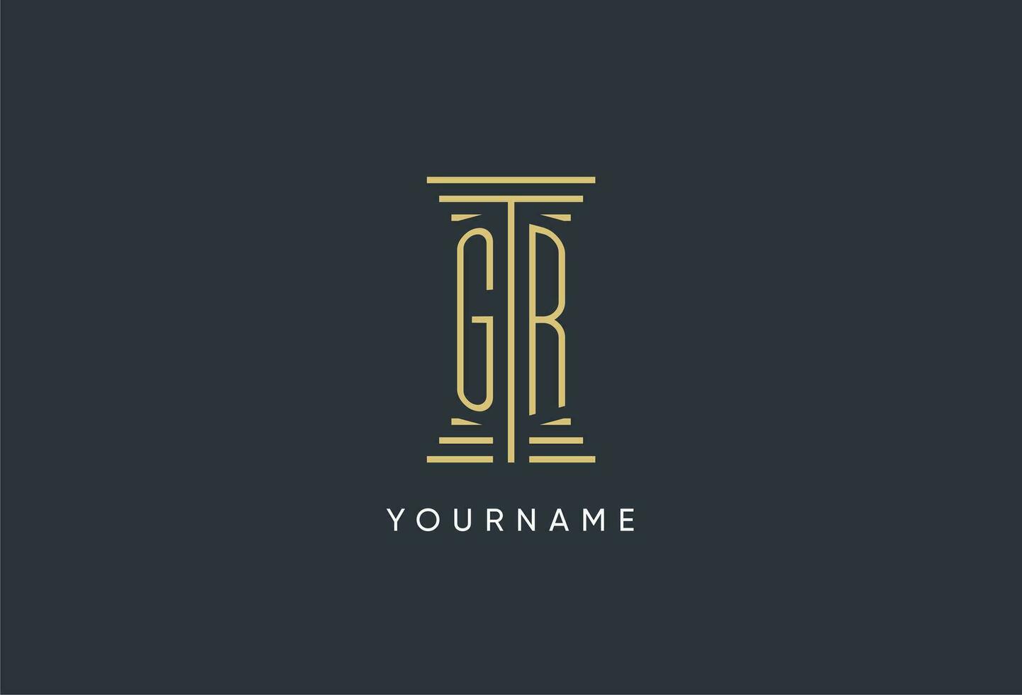 gr eerste monogram met pijler vorm logo ontwerp vector