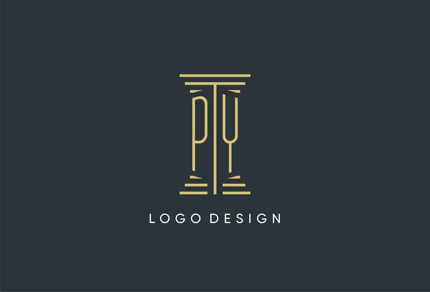 py eerste monogram met pijler vorm logo ontwerp vector