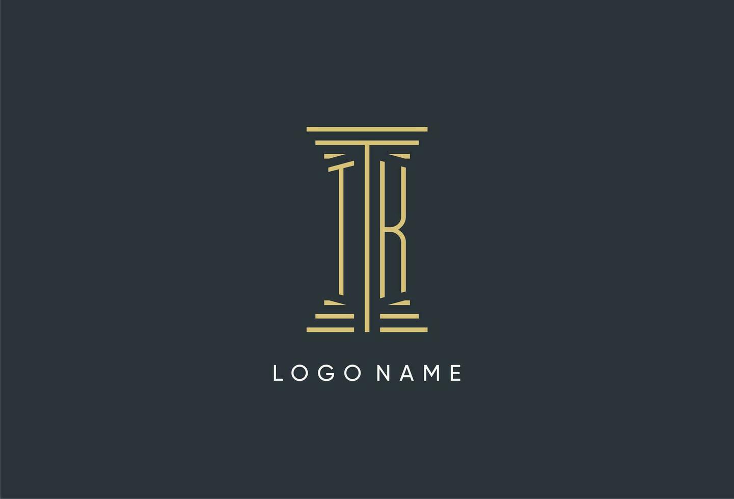 tk eerste monogram met pijler vorm logo ontwerp vector