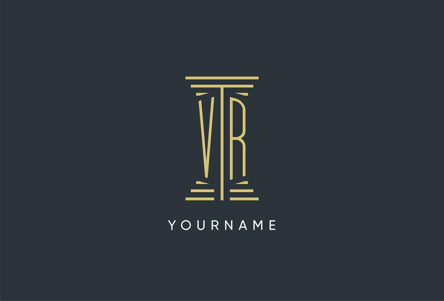 vr eerste monogram met pijler vorm logo ontwerp vector