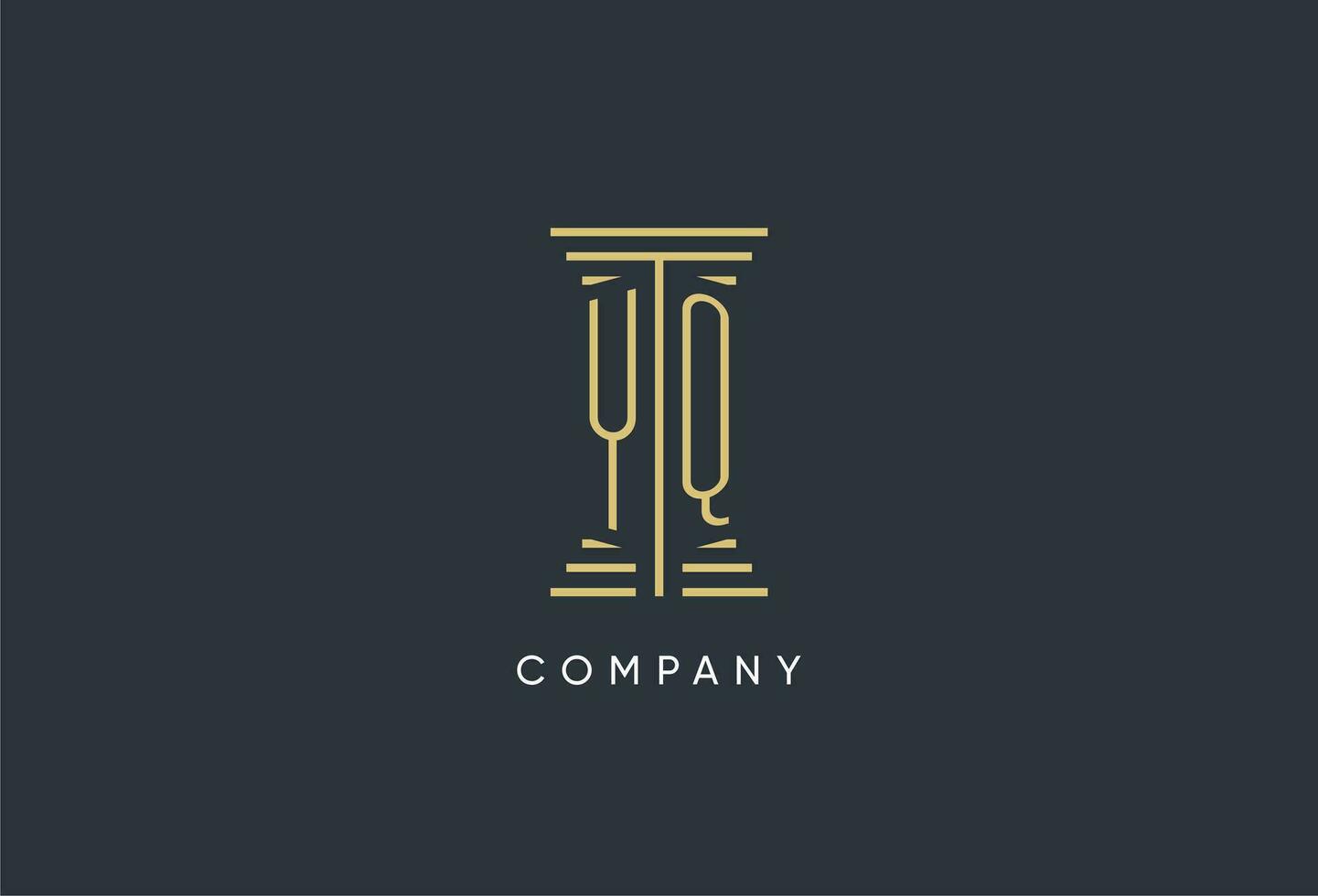 yq eerste monogram met pijler vorm logo ontwerp vector