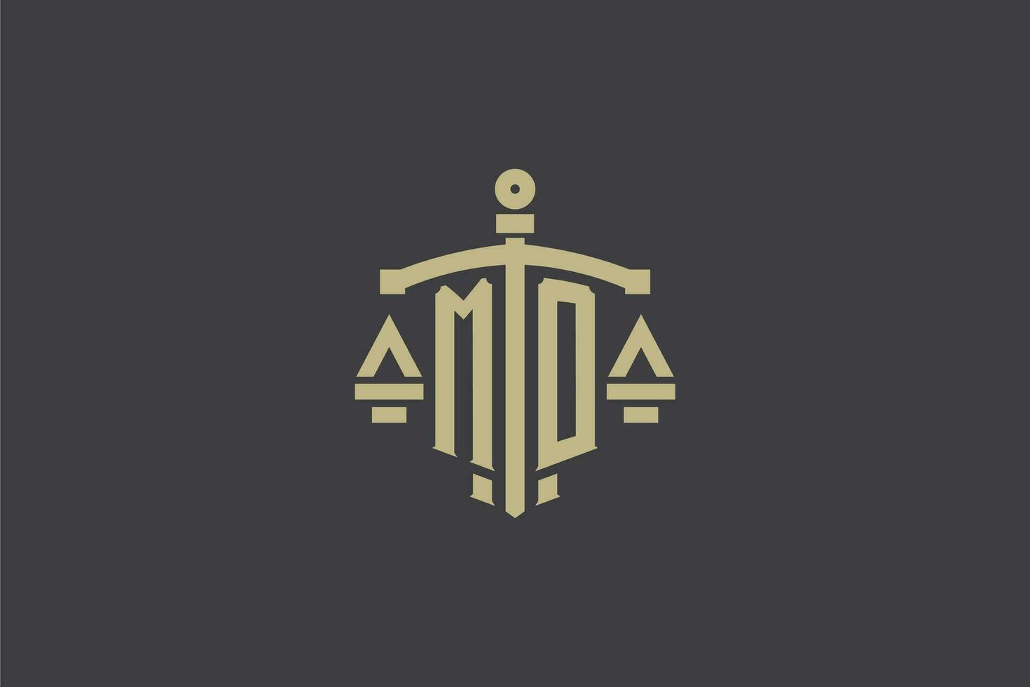 brief ma logo voor wet kantoor en advocaat met creatief schaal en zwaard icoon ontwerp vector