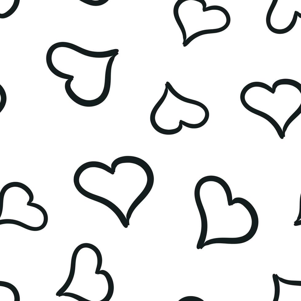 hand- getrokken harten icoon naadloos patroon achtergrond. bedrijf concept vector illustratie. liefde schetsen tekening hart symbool patroon.